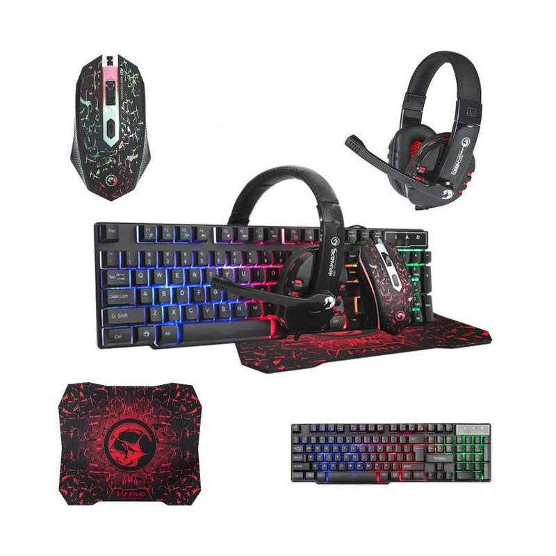 Macro Coffret gaming - G301- Clavier + Souis + Casque + Tapis